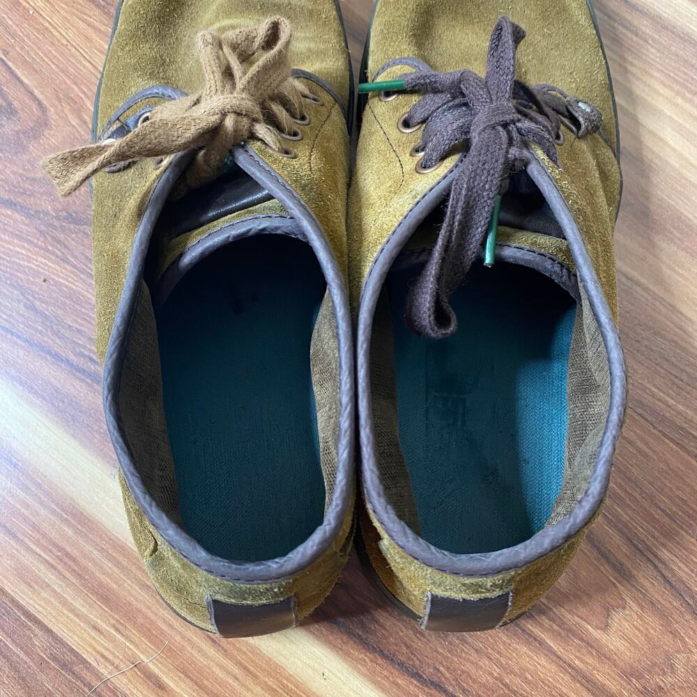 SATORISAN Yasuragi Suede Chukka Sneaker Laceup Boot Tan Green Mismatch Laces 10 - Picture 8 of 10